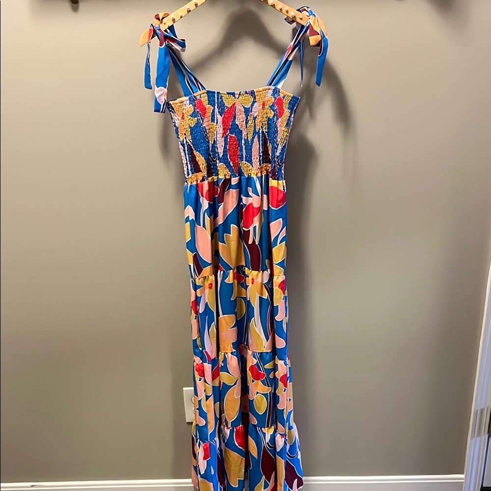 Colorful Maxi Dress with Tie Straps
